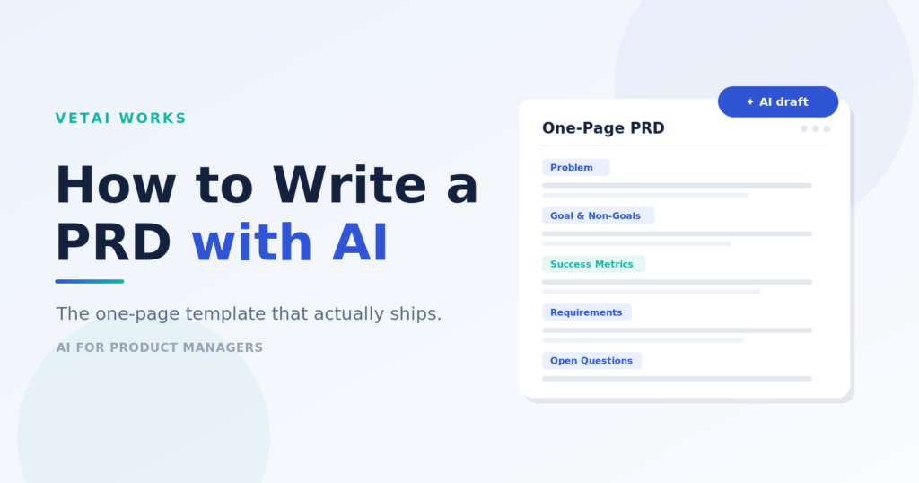How to Write a PRD with AI (2026): The One-Page Template That Actually Ships prd hero vetaiworks